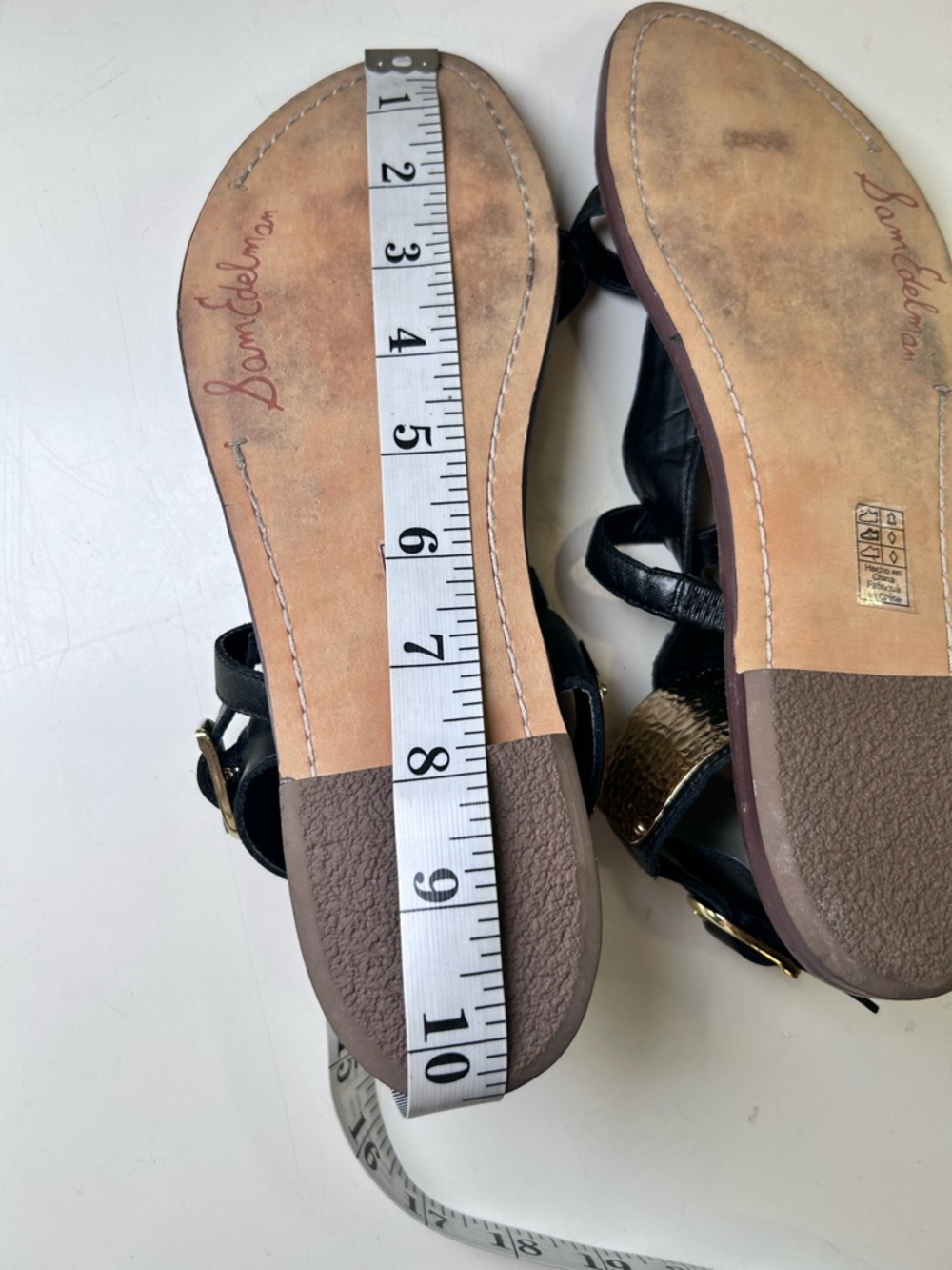 Sam Edelman Black and Gold Leather Gladiator Sandals - Picture 15 of 16